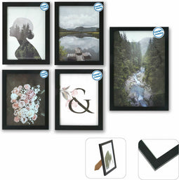 Fotolijsten DKD Home Decor Meerdere 23 x 2 x 28 cm Zwart Modern Hout MDF