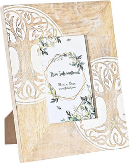 Fotolijsten DKD Home Decor Wit Bruin Hout Kristal Mangohout Boomstructuur Indiaas 20 x 2 x 25,5 cm