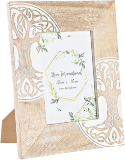 Fotolijsten DKD Home Decor Wit Bruin Hout Kristal Mangohout Boomstructuur Indiaas 23 x 2 x 28 cm