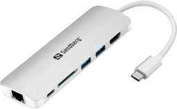 Sandberg 136-18 - USB-C Dock - HDMI LAN SD USB 61W - Grijs