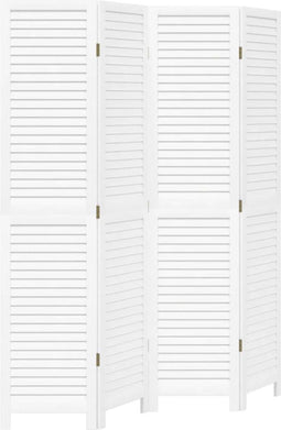 vidaXL - Kamerscherm - met - 4 - panelen - massief - paulowniahout - wit