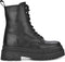 PS Poelman Korio - Leren Chunky Plateau Combat Veterlaarzen - Zwart - Dames - Maat 38