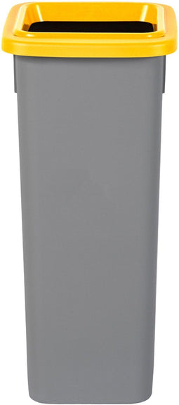Plafor Fit Bin, Prullenbak voor afvalscheiding - 20L – Grijs/Geel - met 5 gratis stickers – recycle – afvalbak - vuilnisbak – afvalemmer – afvalscheiding – vuilnisemmer – sorteerafvalemmer – recycling – hygiënisch - kantoor - keuken