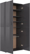 vidaXL - Schoenenkast - 80x39x178 - cm - bewerkt - hout - hoogglans - grijs