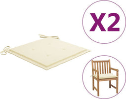 vidaXL - Tuinstoelkussens - 2 - st - 50x50x3 - cm - oxford - stof - crèmekleurig