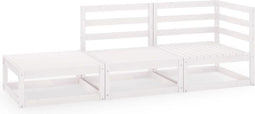 vidaXL - 3-delige - Loungeset - massief - grenenhout - wit