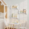 Woltu Kinderboekenkast Wolkvormige Wandplank - MDF en Grenenhout Wit - 3 Planken 45x12,7x23 cm