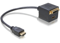 Delock Adapter - HDMI male naar DVI-D + HDMI female - 20 cm - Zwart