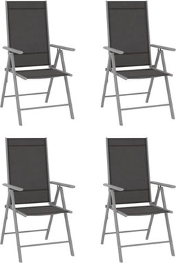 vidaXL - Tuinstoelen - 4 - st - inklapbaar - textileen - zwart