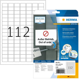 Herma 4211 - Etiketten A4 25.4x16.9mm - Zelfklevend - Wit (2800 st)