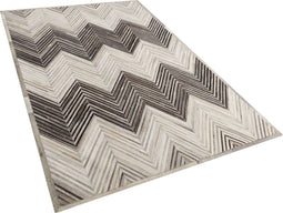 AYTEPE - Laagpolig vloerkleed - Grijs - 140 x 200 cm - Koeienhuid leer