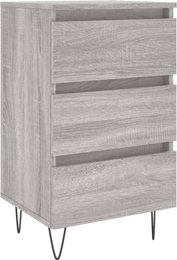 vidaXL - Nachtkastje - 40x35x69 - cm - bewerkt - hout - grijs - sonoma - eikenkleurig