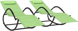 vidaXL - Ligbedden - schommelend - 2 - st - staal - en - textileen - groen