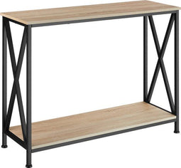 tectake® Tacoma - Consoletafel - Industrieel design - Zwart metalen frame - Afmeting (LxBxH) 100 x 35 x 80,5 cm - Lichtbruin