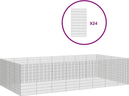 vidaXL - Dierenverblijf - 24 - panelen - 54x100 - cm - gegalvaniseerd - ijzer