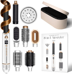 Sansbeauté® 8-in-1 Airstyler - Föhnborstel - 8 Opzetstukken - Diffuser - White