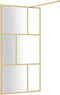 vidaXL - Inloopdouchewand - transparant - 100x195 - cm - ESG-glas - goudkleurig