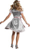 Dressforfun Mini-Dirndl Sonthofen - Verkleedkleding - Vetersluiting en tule schort - Zilver met roze