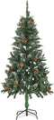 vidaXL - Kunstkerstboom - met - verlichting - kerstballen - dennenappels - 150 - cm