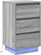 vidaXL - Nachtkastje - met - LED - Grijs - Sonoma - 39x34,5x65 - cm - Gelaagd - Hout