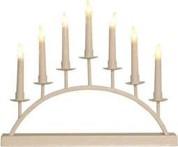 Candelabra LED - wit metaal - 7 leds - warmwit - 3 V