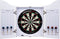 Longfield Darts - Houten cabinet - Dartbord 6 Steeltip pijlen Whiteboard + marker - Kleur Wit - Hout Fineer