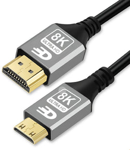 Drivv. Premium Mini HDMI naar HDMI Kabel 2.1 - 8K 60Hz / 4K 120Hz - Grijs - 2 meter