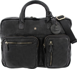 Roberto Romano laptoptas - ROMA - zwart - echt leer - 29x40x10cm - JU-48201