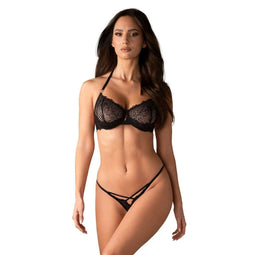 Obsessive - Iliosa 2-delige Open Kruis Set - Zwart