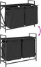 vidaXL - Wasmand - 2 - vakken - met - plank - zwart - eikenkleurig