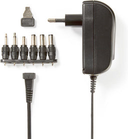 Nedis Universele AC-Stroomadapter - 18 W - 3 - 12 V DC - 1.80 m - 1.5 / 2.1 A - 6 plug(s) - Zwart