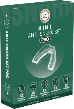 Rustige Nacht® Anti Snurk Set PRO 4-in-1 - Anti Snurkbeugel - Neus- en Mondsnurkers - Neusspreiders - Oordoppen