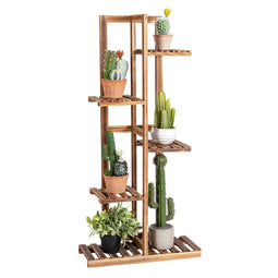 Coast 5-Laags Bloemenrek - Vrijstaand Plantenrek - Dennenhout - Bruin - 50 x 21 x 103 cm
