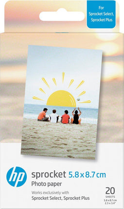 HP Sprocket PLUS - Zelfklevend fotopapier 58x87mm - Glans - Wit (20 stuks)
