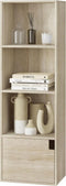 Woltu Smalle Boekenkast met Deurtje - Licht Eiken - 34 x 106 x 24 cm