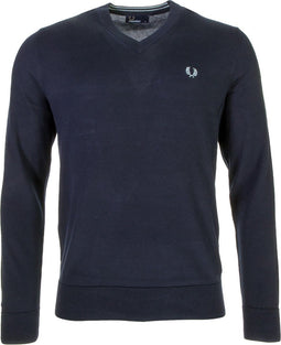 Fred Perry Classic Cotton V-Neck Sporttrui casual - Maat L - Mannen - navy/licht blauw