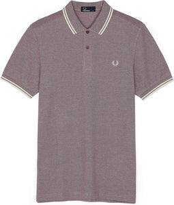 Fred Perry M3600 shirt - polo Mahogany Oxford / Ecru / Ecru