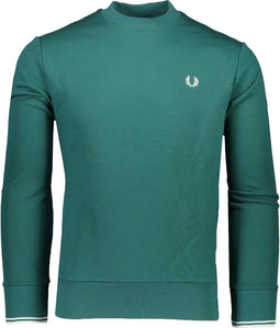 Fred Perry Sweater Groen Getailleerd - Maat L - Heren - Herfst/Winter Collectie - Katoen;Polyester