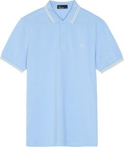Fred Perry Twin Tipped Sportpolo casual - Maat L - Mannen - licht blauw/ wit