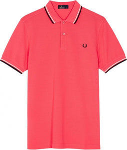 Fred Perry Twin Tipped Sportpolo casual - Maat XL - Mannen - roze/ wit/ zwart