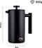 French press Cafetiere - 0.7 L - Verse koffiemaker - Dubbelwandig RVS koffiepers - Zwart - VDN