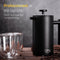 French press Cafetiere - 0.7 L - Verse koffiemaker - Dubbelwandig RVS koffiepers - Zwart - VDN