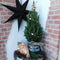 Fresh from Nature - Kleine Kerstboom in Xmas bag blauw met verlichting 'Starlight' - echte kerstboom - ca. 70 cm hoogte - Picea glauca Conica - Kerstmis