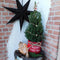 Fresh from Nature - Kleine Kerstboom in Xmas bag rood met verlichting 'Starlight' - echte kerstboom - ca. 70 cm hoogte - Picea glauca Conica - Kerstmis