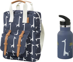 Fresk rugzak + drinkfles thermos giraf
