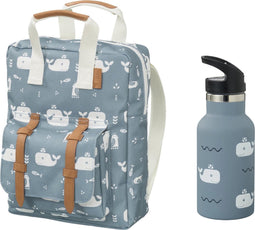 Fresk rugzak + drinkfles thermos Whale blue fog
