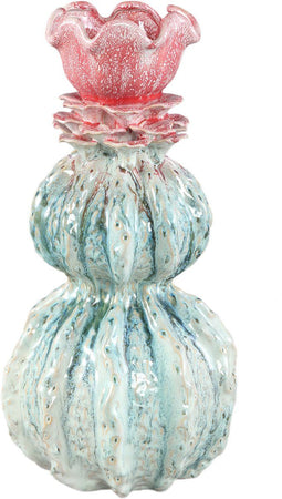 PTMD Tegain Petrol Pink Ceramic Flower Shape Vase L