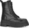 PS Poelman Korio - Leren Chunky Plateau Combat Veterlaarzen - Zwart - Dames - Maat 40