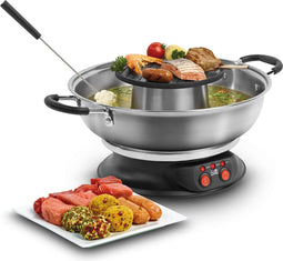 FRITEL Culinaire Fondue FG 2970 - Elektrische Fonduepan + Grill - 2l - 6 fonduevorkjes - Kerstcadeau / Cadeau Feestdagen - PFAS-vrij