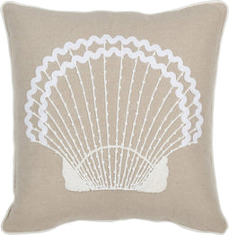 J-Line kussen Schelp - katoen - beige/wit